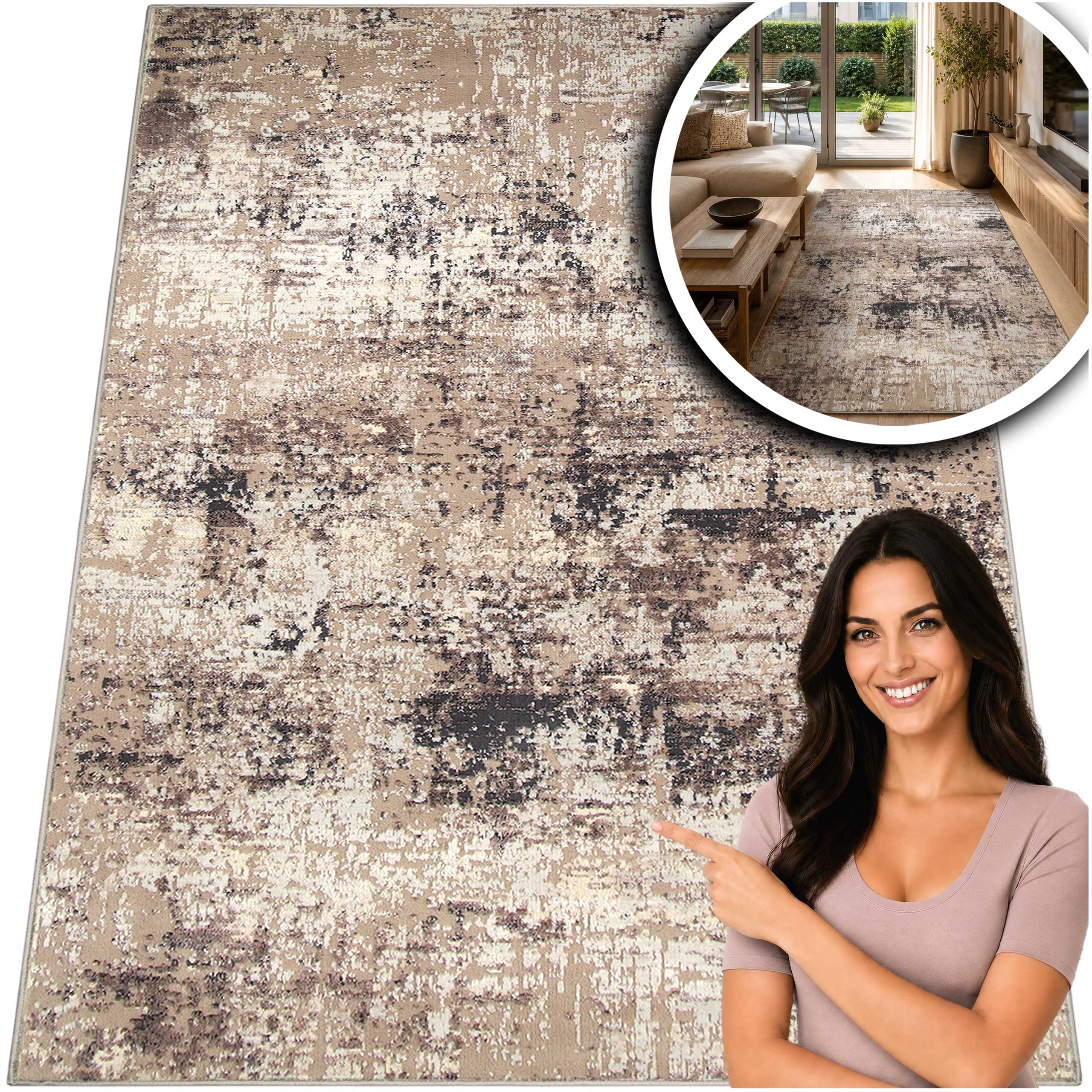DYWAN DO SALONU - BRĄZOWY NOWOCZESNY DYWAN DO PRZEDPOKOJU - DYWAN LOFT- Laila (2497A), 120x170 cm