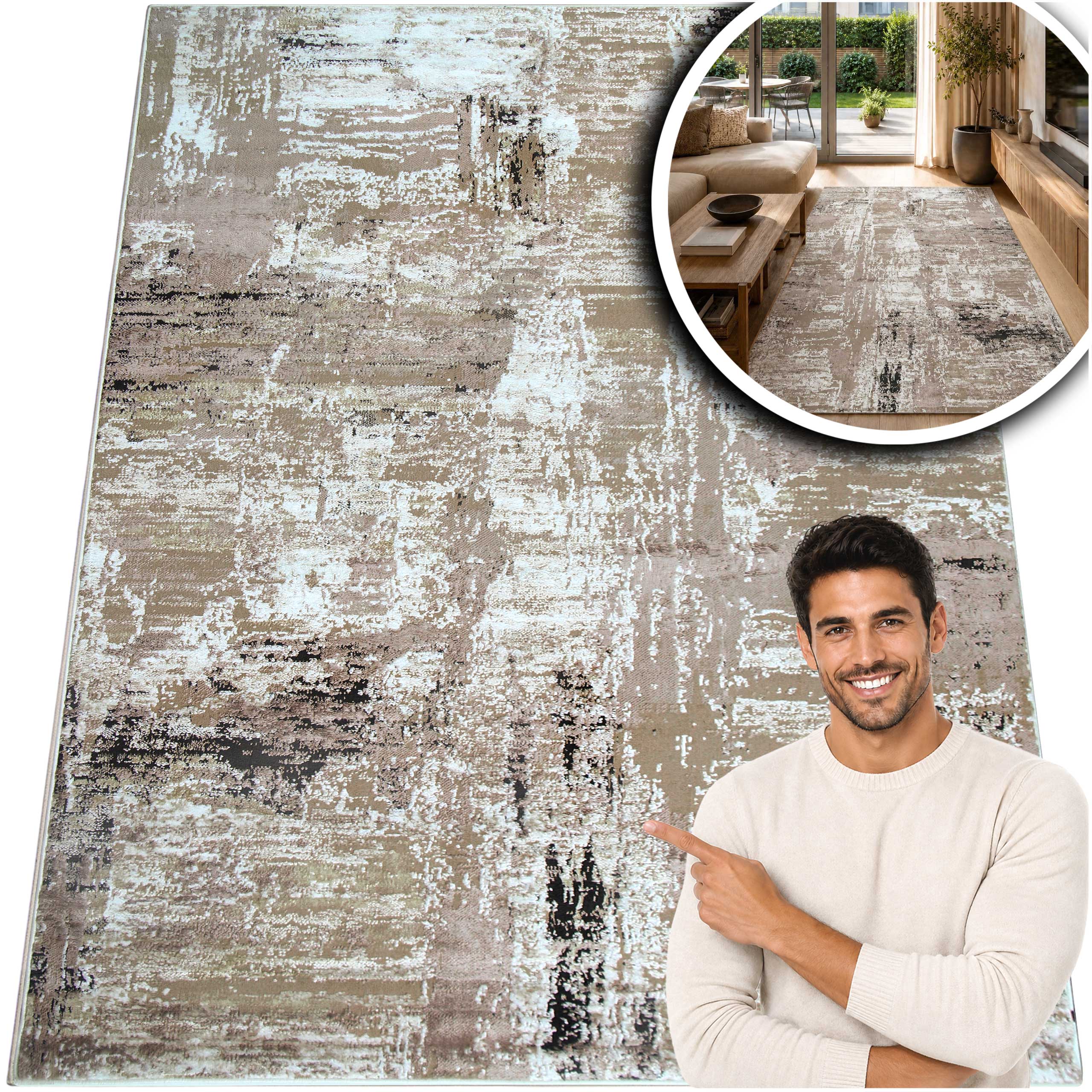 DYWAN DO SALONU - BRĄZOWY NOWOCZESNY DYWAN DO PRZEDPOKOJU - DYWAN LOFT- Laila (2498A), 160x230 cm